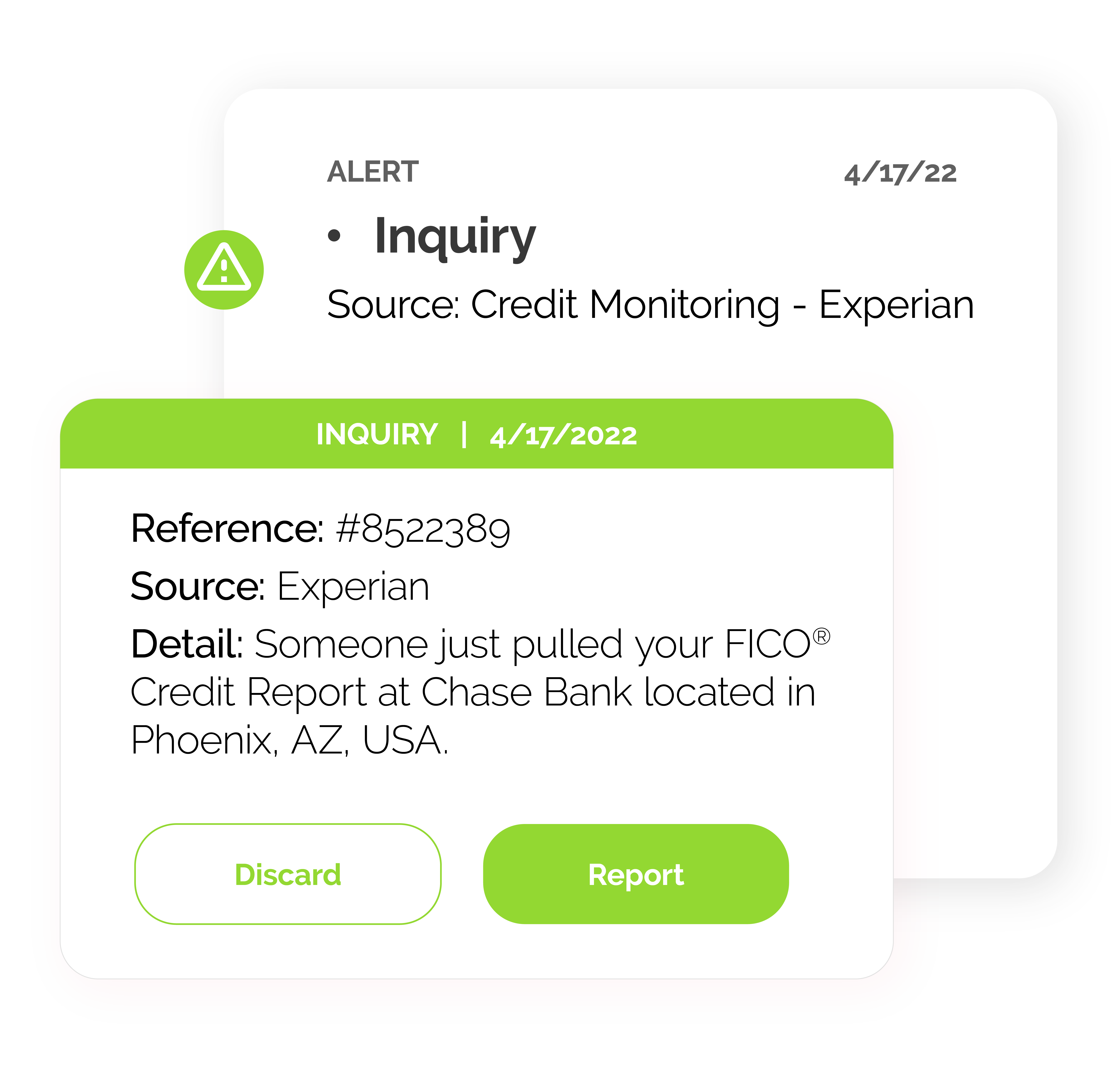 graphic of widget showing an alert for a pulled credit report