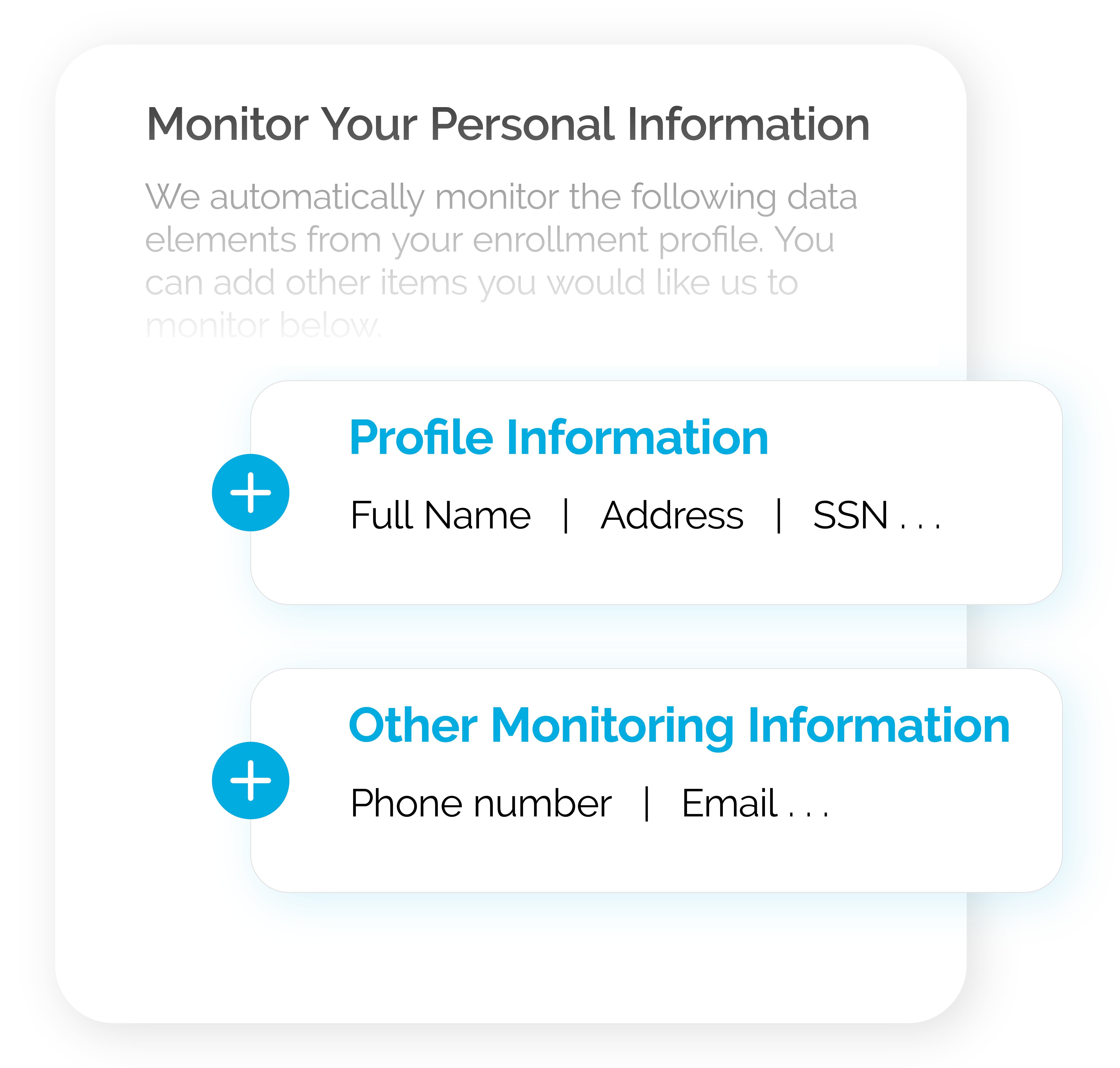 graphic of widget showing personal information monitoring page