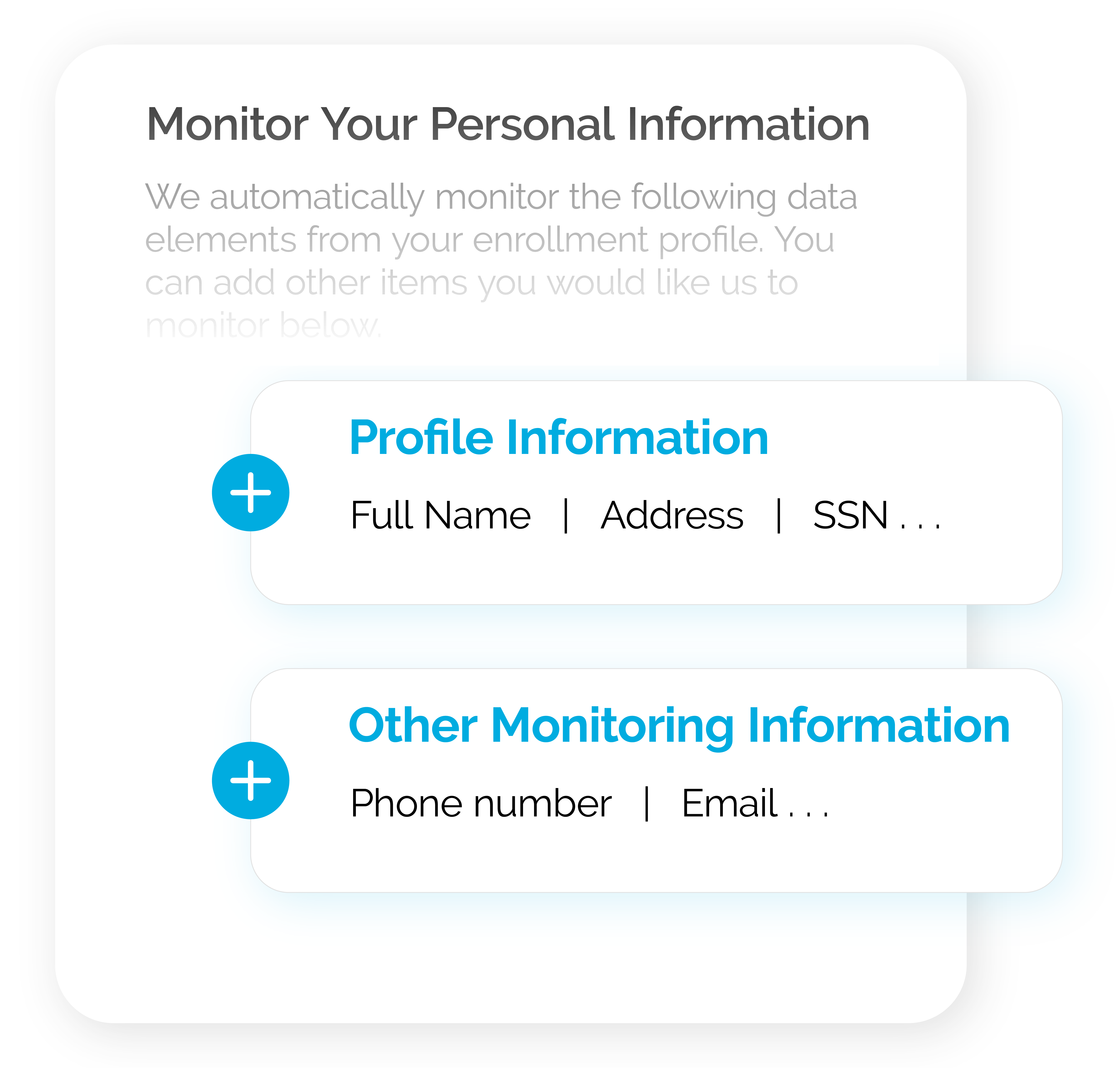 graphic of widget showing personal information monitoring page