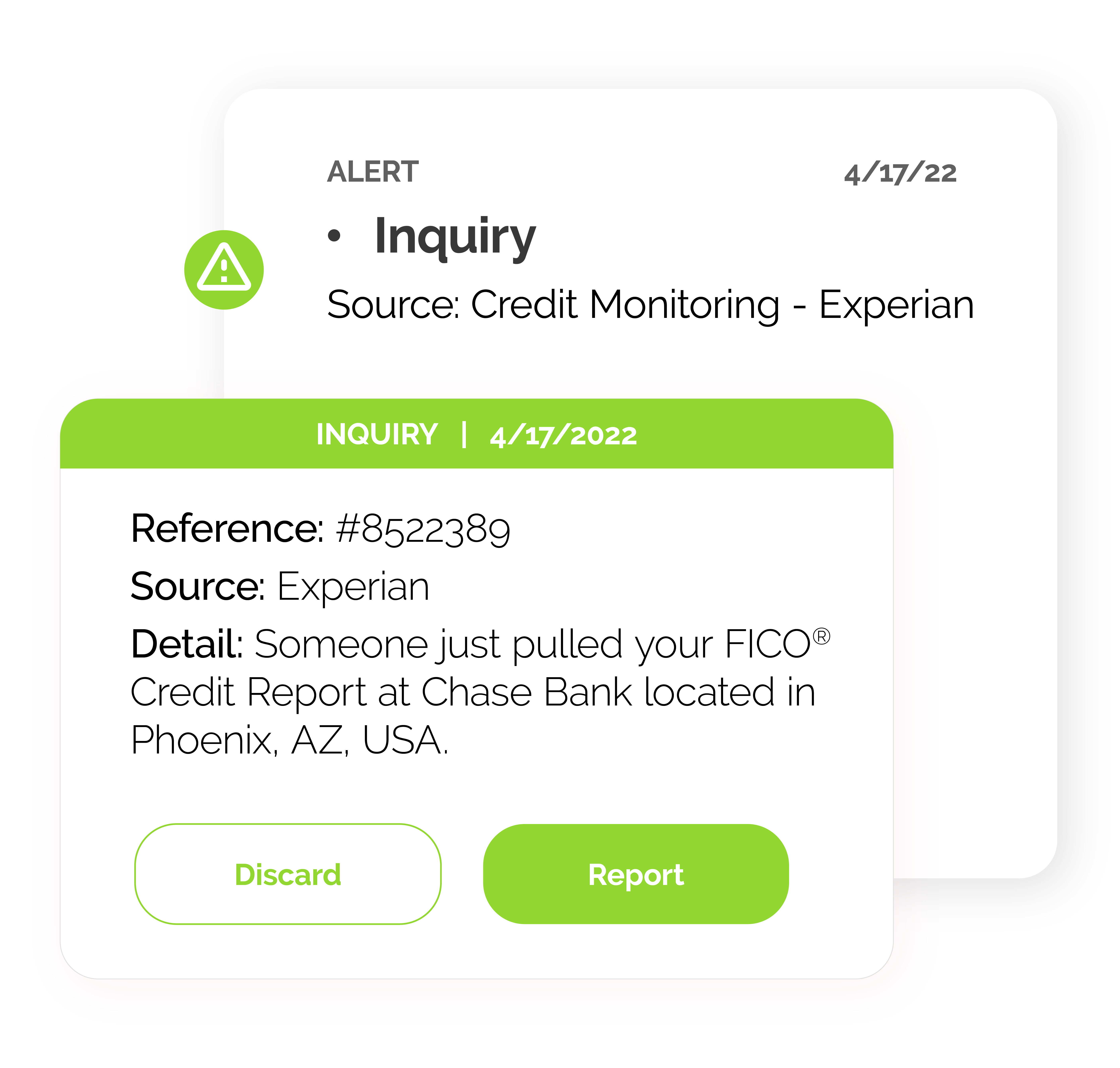 graphic of widget showing an alert for a pulled credit report