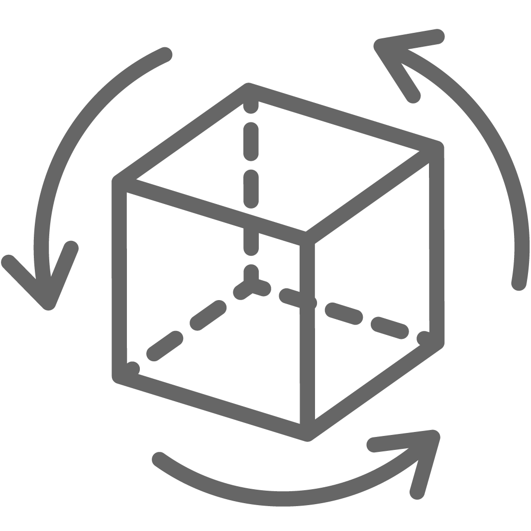 icon of cube with arrows around it