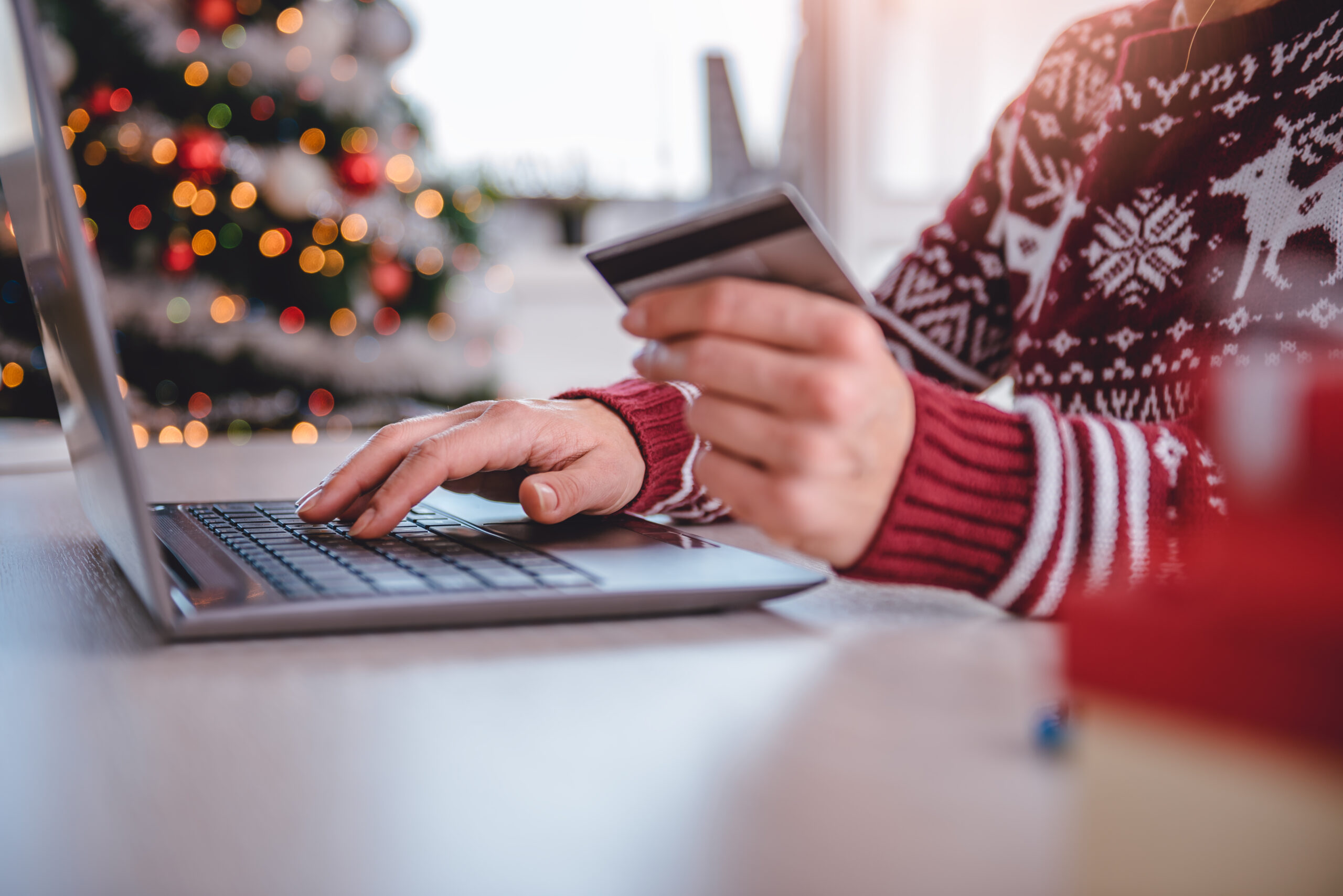 Women shopping online during Christmas